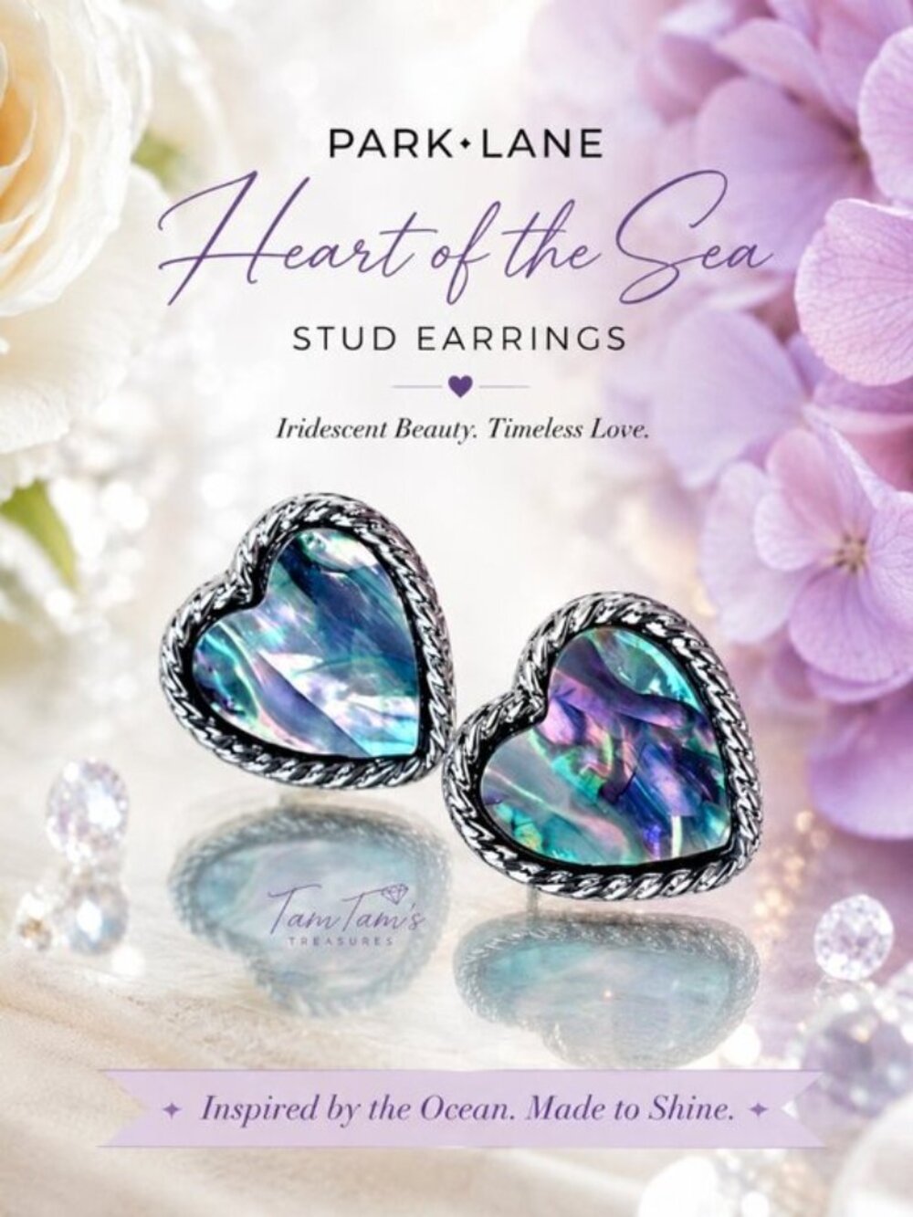 Park Lane Indigo Abalone Shell Heart Earrings